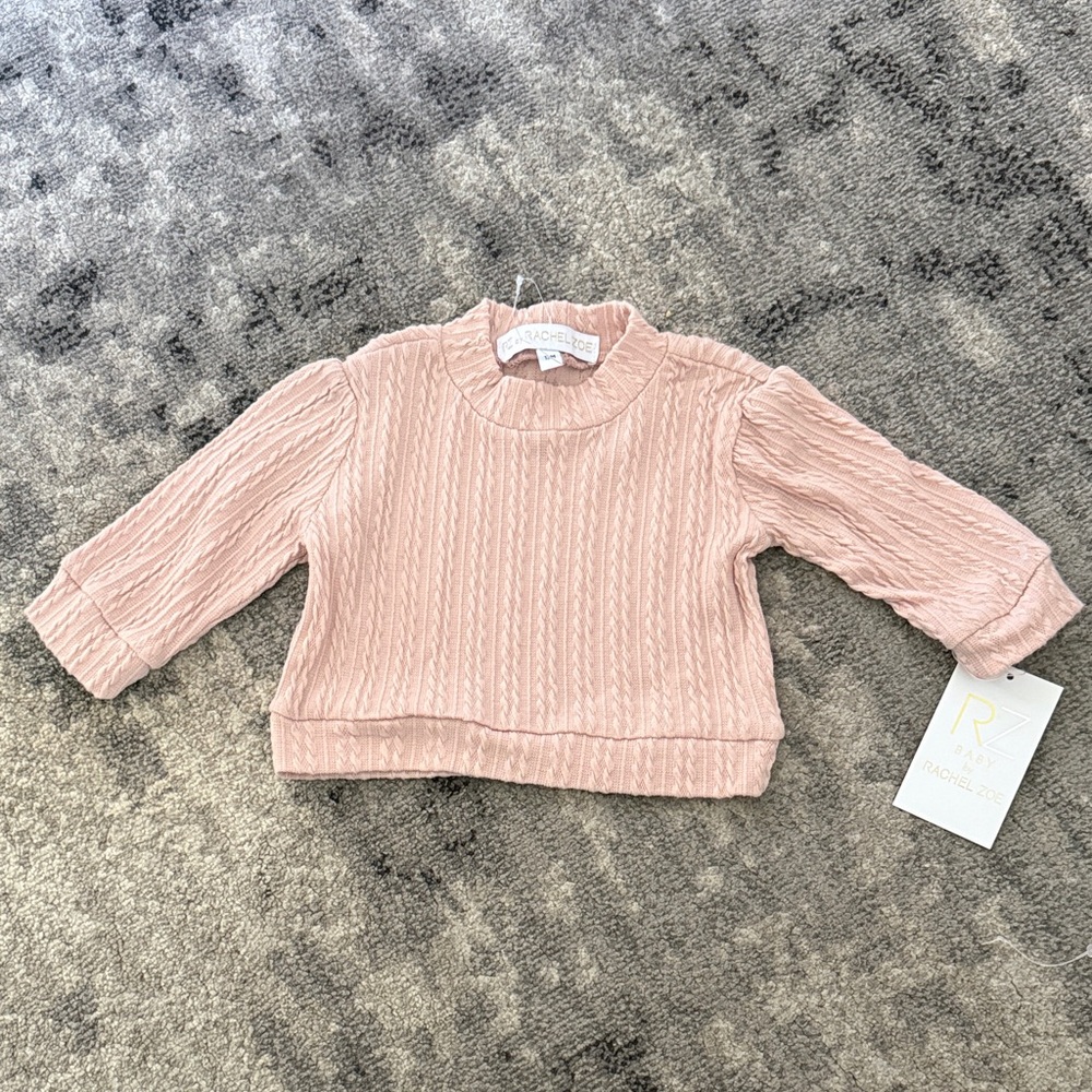 RZ Baby by Rachel Zoe Blush Cable Knit Sweater 12M